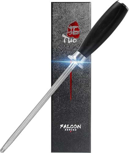 TUO Wetzstahl Messer Wetzstahl - 20,3 cm Wetzstab für alle Küchenmesser - Deutscher HC Edelstahl - Honingstab mit Pakkawood Griff - Falcon Serie mit Geschenkbox TUO Wetzstahl Messer Wetzstahl - 20,3 cm Wetzstab für alle Küchenmesser - Deutscher HC Edelstahl - Honingstab mit Pakkawood Griff - Falcon Serie mit Geschenkbox von TUO