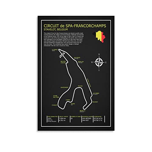 Formel 1 Runway Poster Circuit De Spa-Francorchamps Home Decor Poster Wandkunst Hängender Bild Druck Dekorative Malerei von TUOAN