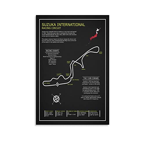Formel 1 Runway Poster The Suzuka Racing Circuit Poster Kunstdruck Wand Foto Farbe Poster Hängendes Bild Familie Dekor von TUOAN