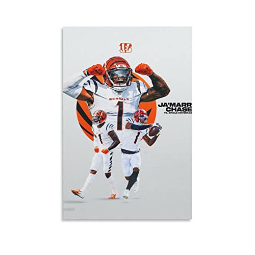Ja'Marr Chase Poster American Football Poster Print Kunst Wandbild Leinwand Poster Moderne Schlafzimmer Dekor 30,5 x 45,7 cm von TUOAN