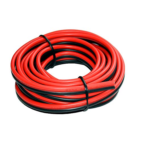 12 AWG Silikon-Elektrodraht 6 Meter [Schwarz 3 m Rot 3 m] 2 Leiter Parallele Drahtleitung Weich und flexibel 3,3 mm² Haken Oxygenfreie Litzen Verzinnter Kupferdraht TUOFENG von TUOFENG