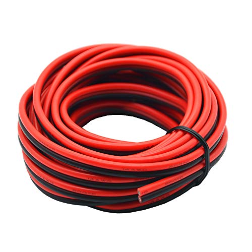 14 AWG Silikon-Elektrodraht 20 Meter [Schwarz 10 m Rot 10 m] 2-Leiter-Parallelleitung Weich und flexibel 2,1 mm² Haken Oxygenfreie Litzen Verzinnter Kupferdraht TUOFENG von TUOFENG