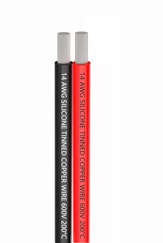 14 AWG Silikon-Elektrodraht 6 Meter [Schwarz 3 m Rot 3 m] 2 Leiter Parallele Drahtleitung Weich und flexibel 2,1 mm² Einhaken sauerstofffreie Litzen Verzinnter Kupferdraht TUOFENG von TUOFENG