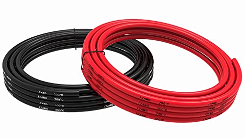 TUOFENG 12 gauge Silikon-Draht 10 Meter [5 m Schwarz und 5 m Rot] 12-AWG-Elektrokabel zum Einhaken des Kabels Weich und flexibel aus verzinntem Kupferdraht Hohe Temperaturbeständigkeit von TUOFENG