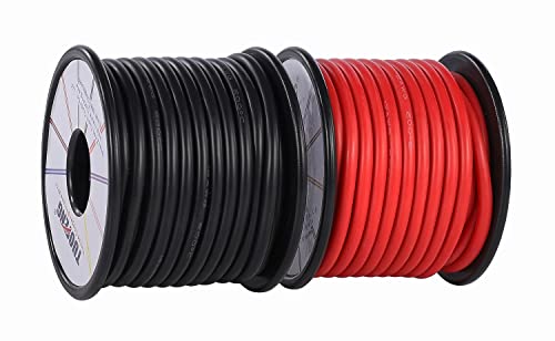 TUOFENG 12 gauge Silikon-Draht 21 Meter [10.5 m Schwarz und 10.5 m Rot] 12-AWG-Elektrokabel zum Einhaken des Drahtkabels Weich und flexibel aus verzinntem Kupferdraht Hohe Temperaturbeständigkeit von TUOFENG