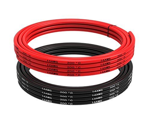 TUOFENG 14 awg Draht 6 Meter [3 Meter Schwarz und 3 Meter Rot] Elektrischer Draht mit Messgerät Silikon Draht Haken Up Draht Kabel mit flexiblem Silikondraht aus verzinntem Kupferdraht von TUOFENG