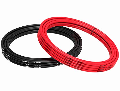 TUOFENG 16 AWG Draht Flexibler Silikondraht 10 Meter [5 m Schwarz und 5 m Rot] Verzinnter Kupferdraht 16 Gauge-Litzendraht für DIY RC-Spielzeugmodelle Auto Electronic equip von TUOFENG