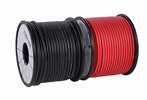TUOFENG 16 awg Elektronischer Draht, 50 Meter Silikondraht Flexibler verzinnter Kupferdraht 25 m schwarzer und 25 m roter Litzen Hochtemperaturbeständigkeit von TUOFENG