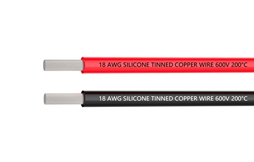 TUOFENG 18-Gauge-Elektrokabel 3 Meter [1,5 m Schwarz und 1,5 m Rot] Flexibles 18 AWG-Silikonkabel verzinnter Kupferdraht mit hoher Temperaturbeständigkeit von TUOFENG