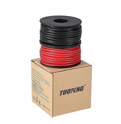TUOFENG 18 awg Silikondraht, flexible isolierte Anschlussdraht 15 m Schwarz und 15 m Rot 2 getrennte Drähte verzinnt Kupferdraht hohe Temperaturbeständigkeit von TUOFENG