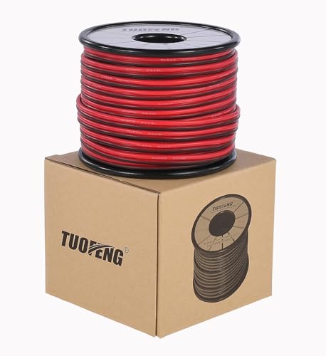 TUOFENG 18awg Silikon Elektrokabel, Verlängerungskabel [Schwarz 20 m Rot 20 m] 2 Leiter Parallele Drahtleitung Weiche und flexible 18-Gauge- Litzen Kupferdraht von TUOFENG