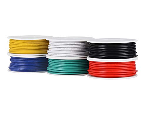 TUOFENG 20 AWG PVC-Elektrokabel-Kit - 6 verschiedenfarbige 7 Meter Spulen - 0.50mm² Litzendraht - verzinntes Kupfer-Anschlusskabel-Kit für Heimwerker von TUOFENG