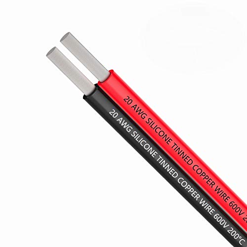 TUOFENG 20 awg Silikon Elektrodraht 10 Meter [Schwarz 5 m Rot 5 m] 2-adrige parallele Drahtleitung Weich und flexibel 20 Gauge Hook-up sauerstofffreie Litzen Kupferdraht von TUOFENG