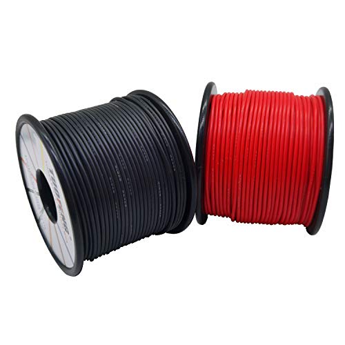 TUOFENG 22 AWG Elektrokabel [61 Meter schwarzer Draht und 61 Meter roter Draht] Flexibler Silikondraht 22 Gauge Litzendraht Kabelspule aus verzinntem Kupferdraht von TUOFENG