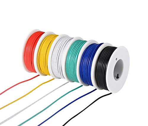 TUOFENG 22 AWG PVC-Elektrokabel, 9 m Litzendrahtspulen, 22 Gauge-Draht, verzinntes Kupferhakendraht-Kit für Heimwerker von TUOFENG