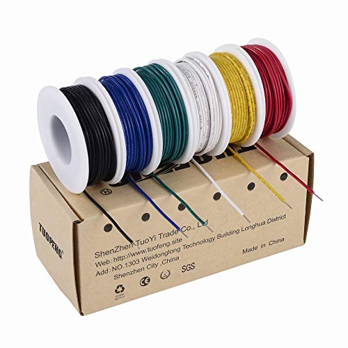 TUOFENG 22 awg Volldraht,Volldraht Kit, Jede Farbe 9 Meter Spule,22 Gauge Überbrückungsdraht Auflegungsdraht Kit von TUOFENG