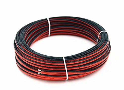 TUOFENG 22awg Silikon Elektrokabel 200 Meter [Schwarz 100 m Rot 100 m] Verlängerungskabel Kabel 2 Leiter Parallele Drahtleitung Flexibel 22 Gauge Hook sauerstofffreie Litzen Kupferdraht von TUOFENG