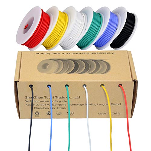 TUOFENG 24 AWG Elektronik kabel set 0,20mm² Flexibler Silikon Leitungen Draht,Jede Farbe 9 Meter Spulen,300V Litzen Verzinnter Kupferdraht von TUOFENG