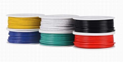 TUOFENG 26 awg Draht Fest Kern Haken Drähte 6 verschiedene farbige Jumper Wire 10 m Jeder, 0.13 mm² Zinned Kupferdraht PVC (OD: 1.25mm) Haken up Draht Kit von TUOFENG