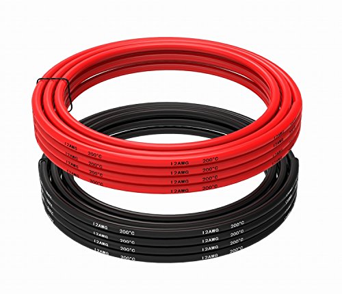 TUOFENG 3.31mm² Elektrischer Draht 12 AWG Silikon Wire Hook Up Draht Kabel [3 m Schwarz und 3 m Rot] Weich und flexibel 680 Stränge 0,08 mm verzinnter Kupferdraht Hochtemperaturbereich von TUOFENG