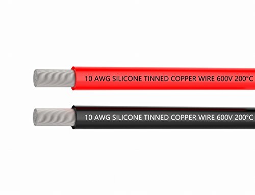 TUOFENG 5.26mm² Silikon Draht 3 Meter [1.5 Meter Schwarz und 1.5 Meter Rot] 10 AWG Litzendraht mit Ultra Flexible Zinn Kupfer Draht Hohe Temperaturbeständigkeit von TUOFENG