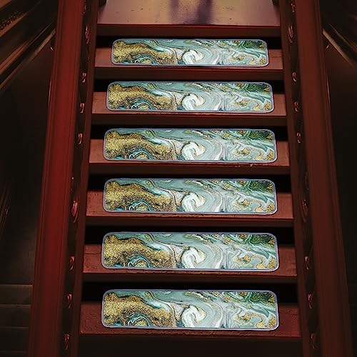 TUOJINRUIDA Vergoldeter Textur Stufenmatten für Holzstufen 20 x 75 Satz von 15 Innenräumen rutschfeste Treppenstufen Teppich für Kinder, ältere Menschen, Haustiere (Zusätzliches Klebeband Enthalten) von TUOJINRUIDA