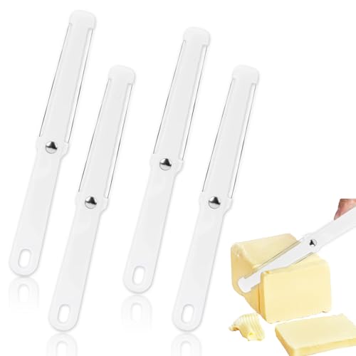 TUONYIS 4 Stück Käsemesser Käseschneider mit Kunststoffgriff Käseschneider Käsebeil multifunktional Plastik Butter-Lockenwickle Käsehobel für jeden Käsetyp, Blockkäse (Weiß) von TUONYIS