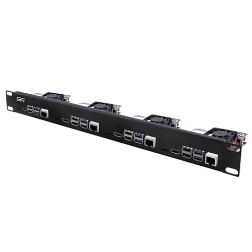1U Rack-Kit kompatibel mit Raspberry Pi 4B Board 19″ Rackmount unterstützt bis zu 4 Einheiten Optimierung des Arbeitsplatzes von TUOPUONE