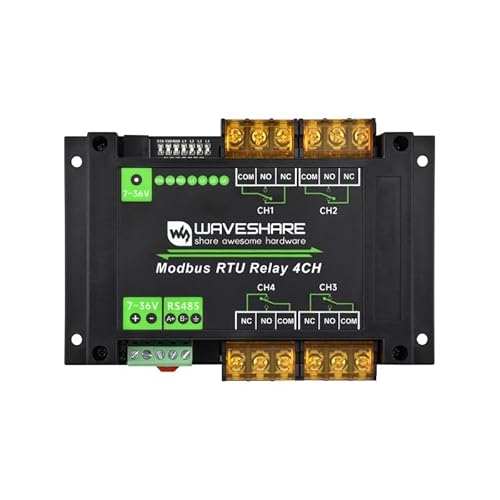Industrial Modbus RTU 4-ch-Relay-Modul mit RS485-Schnittstelle, 30A High Current, Onboard LED Indikatoren, Multi Isolation Protection Circuits, Industrial Grade Rail-Mount Case (Modbus RTU Relay 4CH) von TUOPUONE