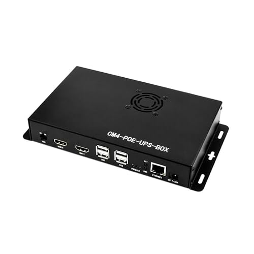 PoE USV Mini-Computer, kompatibel mit Raspberry Pi Rechenmodul, 4 Gigabit Ethernet, Dual HDMI, Quad USB 2.0, mit Box mit Gehäuse und Lüfter aus Aluminiumlegierung von TUOPUONE