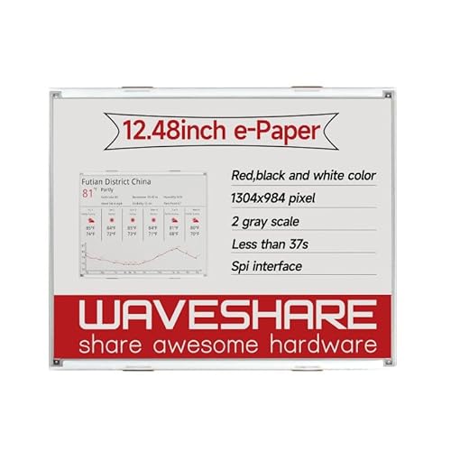 TUOPUONE 12,5-Zoll-E-Paper E-Ink Raw Display Kompatibel mit Raspberry Pi/Jetson Nano 1304 × 984 Pixel Auflösung Rot/Schwarz/Weiß Dreifarbige SPI-Schnittstelle Ohne PCB mit Embedded Controller von TUOPUONE