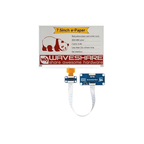 TUOPUONE 7,5 Zoll E-Paper-Display (H) E-Ink Display 800x480 Rot/Gelb/Schwarz/Weiß SPI-Schnittstelle mit E-Paper Driver HAT von TUOPUONE
