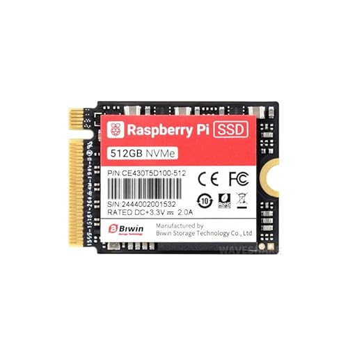 TUOPUONE Offizielle Raspb Pi SSD, High-Speed-Solid-State-Laufwerke, 512 GB Kapazität, entspricht PCIe Gen 3 Standard, geeignet für Raspb Pi 5 von TUOPUONE