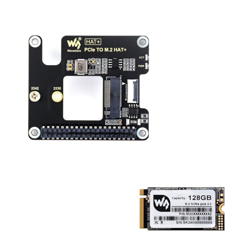 TUOPUONE PCIe auf M.2 Adapter Kompatibel mit Raspberry Pi 5 Unterstützt NVMe Protokoll M.2 Solid State Drive High-Speed Lesen/Schreiben HAT + Standard mit SK-NVME 2242 128G Solid State Drive von TUOPUONE