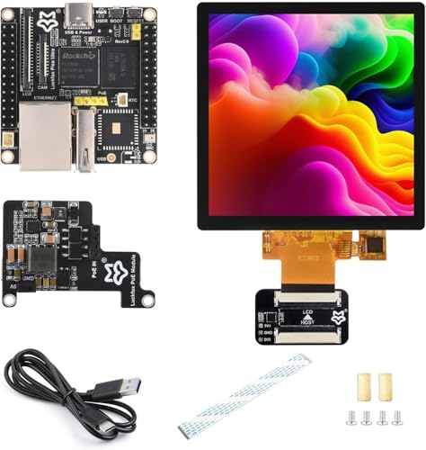 TUOPUONE Pico Ultra RV1106 Linux Micro Entwicklungsplatine integriert ARM Cortex-A7/RISC-V MCU/NPU/ISP Prozessoren ohne drahtloses PoE-Modul mit 480 x 480 10,2 cm IPS-Touch-Display von TUOPUONE