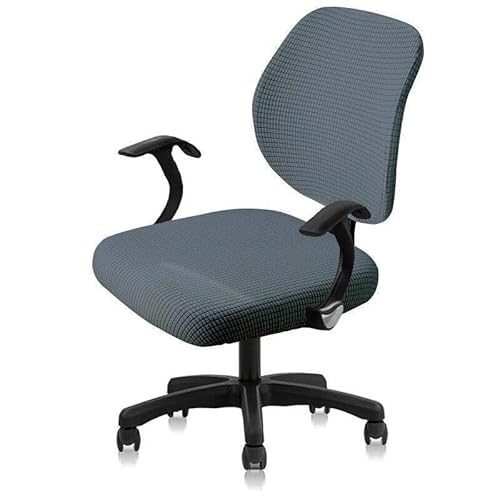 Bürostuhl Bezug,Office Chair Cover 1 Set(Back Cover + Seat Cover) Split Office Computer Chair Universal Anti-dust Removable Stretch Slipcover(Dark Gray) von TUOYDJA