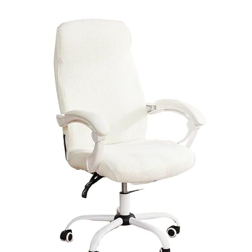 Bürostuhl Bezug,Office Chair Cover 1PC Office Chair Cover Stretch Rotating Computer Elastic Gaming Slipcover for Living Room(White,L Chair Cover) von TUOYDJA