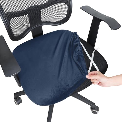 Bürostuhl Bezug,Office Chair Cover 1PC Velvet Spandex Office Chair Seat Covers Stretch Solid Color Cover Removable Dust(Blue4) von TUOYDJA