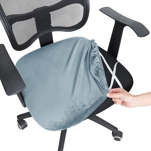 Bürostuhl Bezug,Office Chair Cover 1PC Velvet Spandex Office Chair Seat Covers Stretch Solid Color Cover Removable Dust(Sky Blue) von TUOYDJA