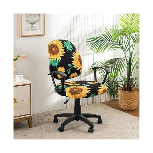 Bürostuhl Bezug,Office Chair Cover 1pc Elastic Printed Chair Cover Washable Separates Office Package Surface Home Seat 2pcs(Yhftyt06) von TUOYDJA