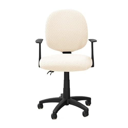 Bürostuhl Bezug,Office Chair Cover 2Pcs/Set Jacquard Office Chair Covers Split Design Computer Slipcover Elastic Cover for Gaming Room(A1 Beige) von TUOYDJA