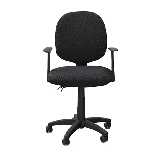 Bürostuhl Bezug,Office Chair Cover 2Pcs/Set Jacquard Office Chair Covers Split Design Computer Slipcover Elastic Cover for Gaming Room(A4 Black) von TUOYDJA