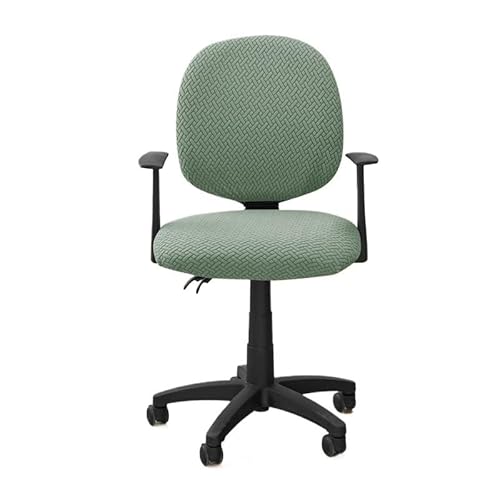 Bürostuhl Bezug,Office Chair Cover 2Pcs/Set Jacquard Office Chair Covers Split Design Computer Slipcover Elastic Cover for Gaming Room(A6 Green) von TUOYDJA