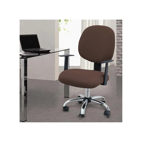 Bürostuhl Bezug,Office Chair Cover 2pcs/Set Split Office Chair Covers Elastic Stretch Computer Universal Solid Color(Coffee) von TUOYDJA