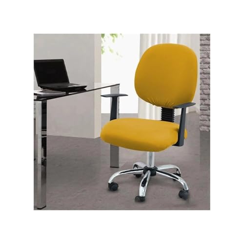 Bürostuhl Bezug,Office Chair Cover 2pcs/Set Split Office Chair Covers Elastic Stretch Computer Universal Solid Color(Yellow) von TUOYDJA