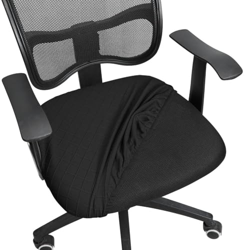 Bürostuhl Bezug,Office Chair Cover Chair Cover Office Computer Spandex Split Seat Washable Cushion Slipcover Removable Protector(Black) von TUOYDJA