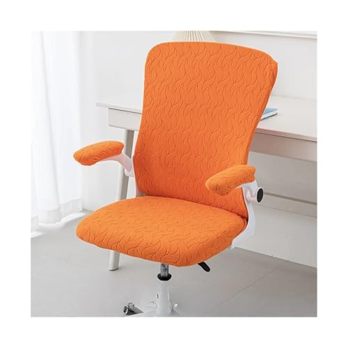Bürostuhl Bezug,Office Chair Cover Large Backrest Multi-Fit Office Chair Covers Ergonomic Seat Protectors Breathable Durable for Home Computer Desk Chairs(Orange) von TUOYDJA