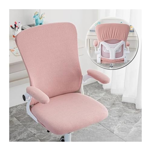 Bürostuhl Bezug,Office Chair Cover Large Backrest Multi-Fit Office Chair Covers Ergonomic Seat Protectors Breathable Durable for Home Computer Desk Chairs(Pink) von TUOYDJA