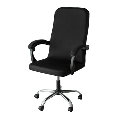 Bürostuhl Bezug,Office Chair Cover M/L Sizes Office Stretch Spandex Chair Covers Anti-Dirty Computer Seat Cover Removable Slipcovers(Black,M) von TUOYDJA