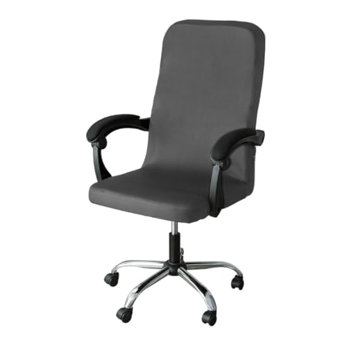 Bürostuhl Bezug,Office Chair Cover M/L Sizes Office Stretch Spandex Chair Covers Anti-Dirty Computer Seat Cover Removable Slipcovers(Darkgrey,M) von TUOYDJA